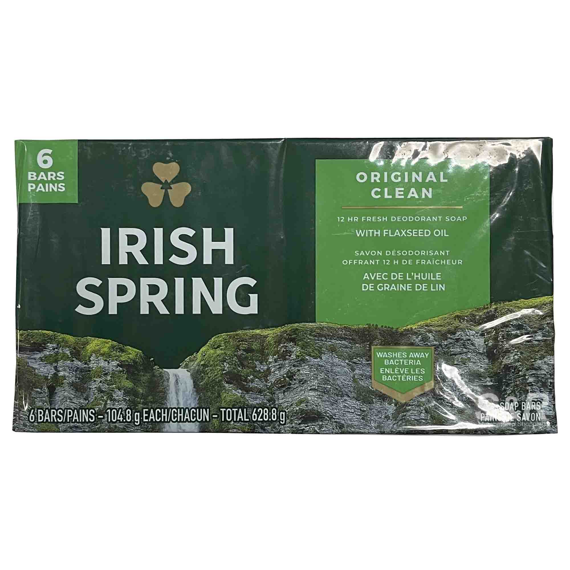 Irish Spring Original Deodorant Bar Soap (104.8g x 6pcs)